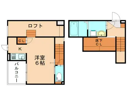 CB福津サントバウム(1K/2階)の間取り写真