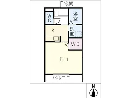 ジュネス徳次P(1K/1階)の間取り写真