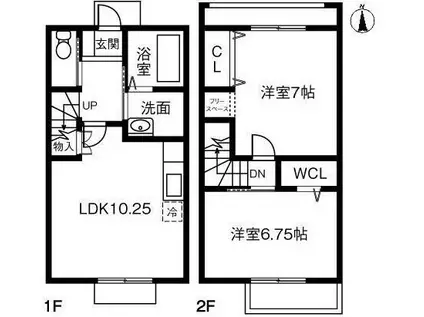 アムール(2LDK/1階)の間取り写真