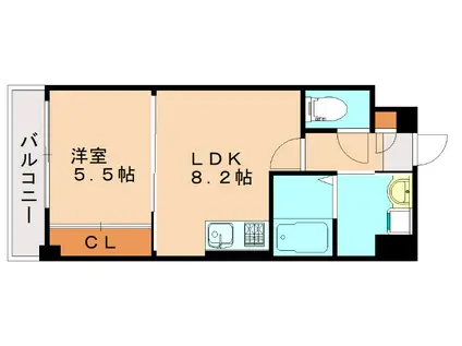 ブランドール大橋(1LDK/5階)の間取り写真