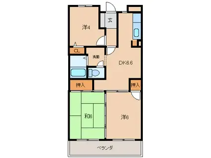 ヴィブレ大堀(3DK/3階)の間取り写真