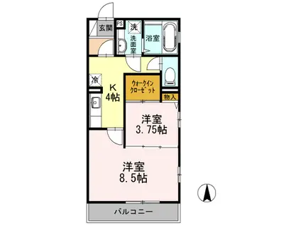 クレスト II(2K/1階)の間取り写真