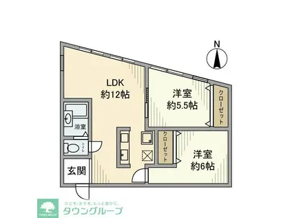 フラット代田橋(2LDK/2階)の間取り写真