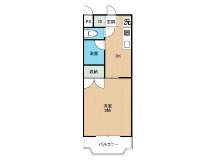 フェリーチェカーサ島崎(1DK/4階)の間取り写真