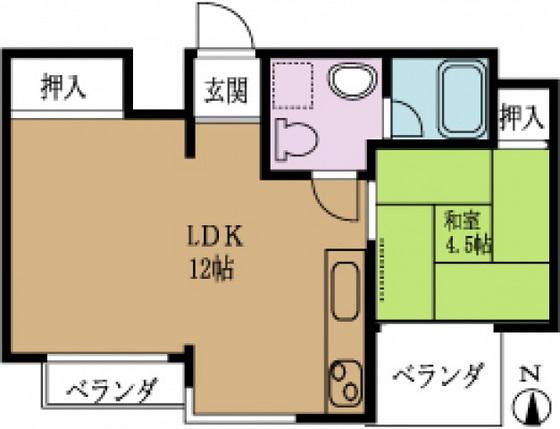 グリーンハイツ多田(1LDK/5階)の間取り写真
