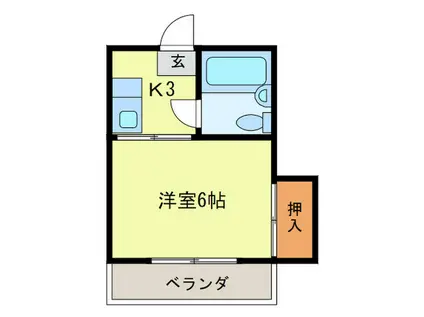 大橋ハイツ(1K/2階)の間取り写真