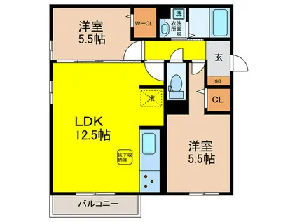 WISTERIA三信(2LDK/2階)の間取り写真