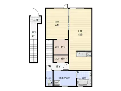 西大野4丁目 アパート(1LDK/2階)の間取り写真
