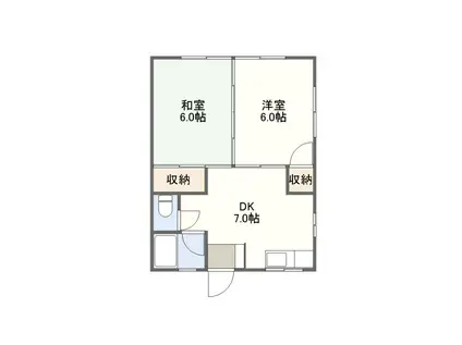 煉瓦の舘弐番街(2DK/2階)の間取り写真