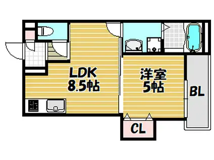 クリエオーレ茨田大宮IV(1LDK/1階)の間取り写真