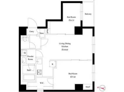 LIVE CASA 両国北斎通(2LDK/6階)の間取り写真