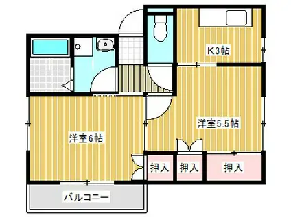ベルハイツM(1LDK/1階)の間取り写真