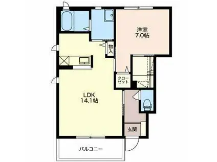 ミュアミュール(1LDK/1階)の間取り写真