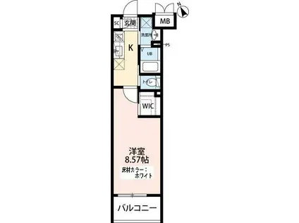 ウィングス三郎丸(1K/6階)の間取り写真