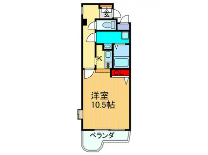 モンシャトー百済坂(1K/6階)の間取り写真