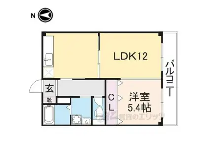 ツクモハイツ(1LDK/2階)の間取り写真