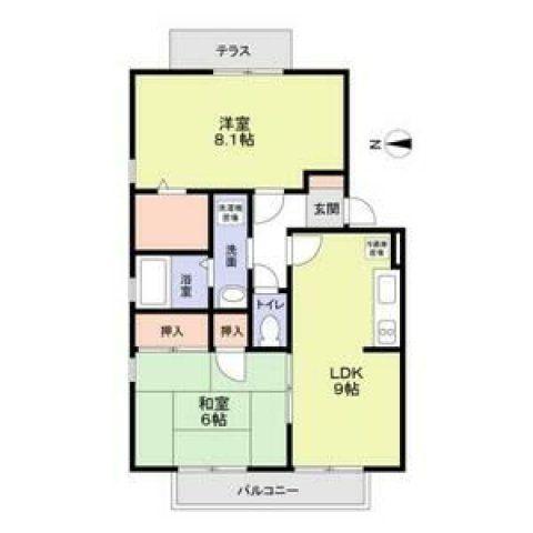 ニューリバーサイド八尾南D棟(2LDK/2階)の間取り写真