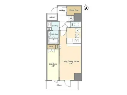 LA DOUCEUR東神田 ラドゥセール東神田(1LDK/5階)の間取り写真