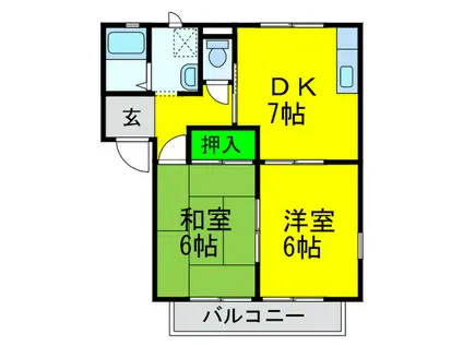 フォレスト加茂B棟(2DK/2階)の間取り写真