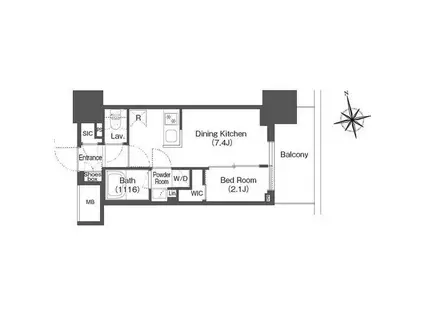 バウスステージ中野(1DK/9階)の間取り写真