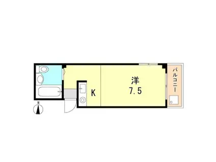 ウィルハウス(ワンルーム/2階)の間取り写真