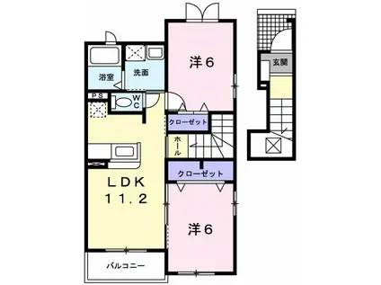 ベル フィオーレ II(2LDK/2階)の間取り写真