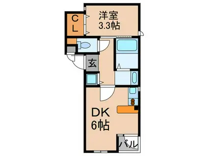 A・LIST COURT BAMBOO(1DK/3階)の間取り写真