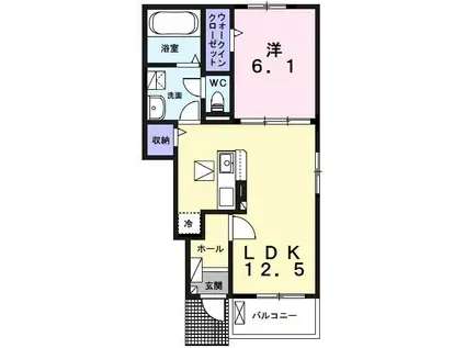 イヤサカ(1LDK/1階)の間取り写真