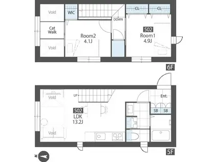 SUCCEED RESIDENCE KAMEIDO(2LDK/5階)の間取り写真