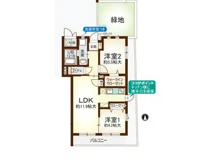 ベルデ パティオ(2LDK/1階)の間取り写真