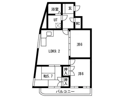 シンアイビル(3LDK/2階)の間取り写真