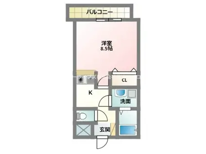 ルピナス2(1K/5階)の間取り写真