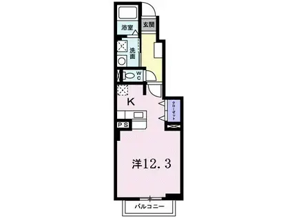 ガーデンコート A(1K/1階)の間取り写真