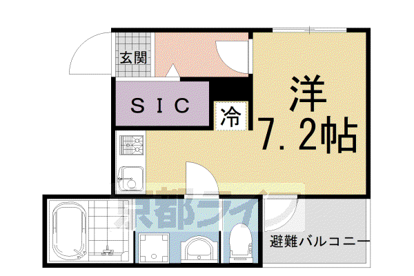 ハーモニーテラス深草坊町II(ワンルーム/2階)の間取り写真