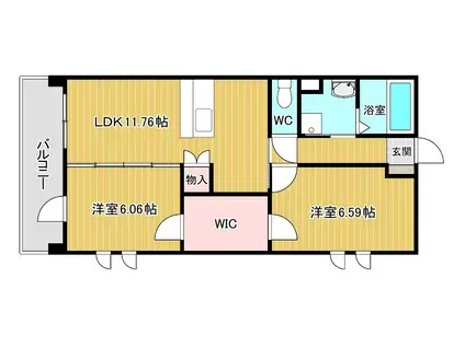 カトルパレ(2LDK/7階)の間取り写真