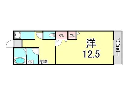 ヴァンクール高東町(1K/3階)の間取り写真