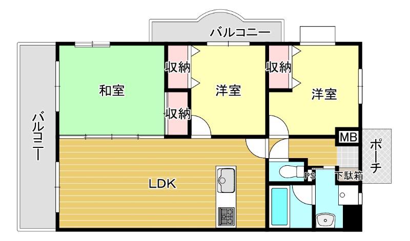 エミネント西新(3LDK/4階)の間取り写真