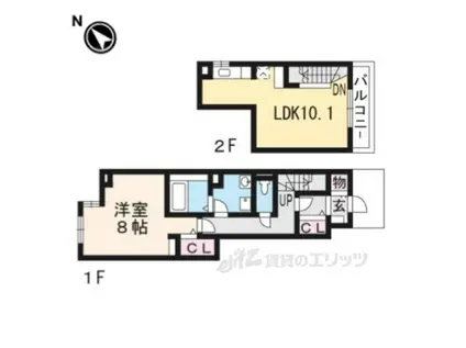 アマルフィ近江八幡Ⅱ(1LDK/1階)の間取り写真