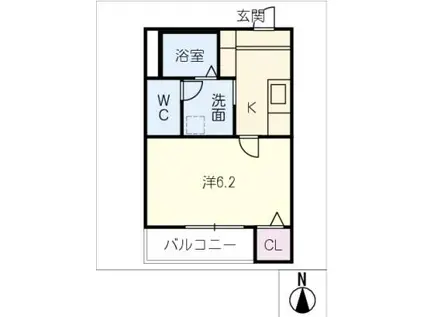 リブラス南荒子(1K/1階)の間取り写真