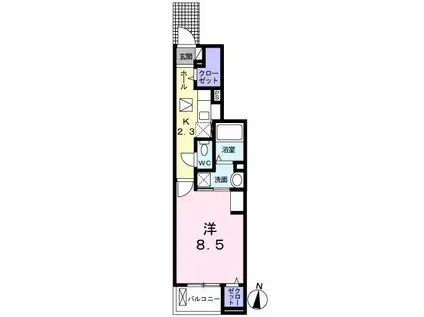 グリーンパーク ウィズ(1K/1階)の間取り写真