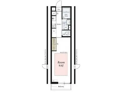 リブリ・AITSUNE(1K/1階)の間取り写真