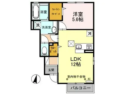 ジェイド旭(1LDK/1階)の間取り写真