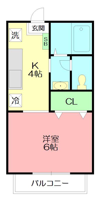 サンシティ岩原(1K/2階)の間取り写真