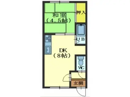 マンション白樺(1DK/2階)の間取り写真