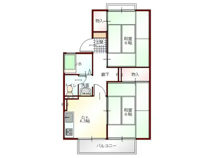 AXS松任北(2DK/1階)の間取り写真
