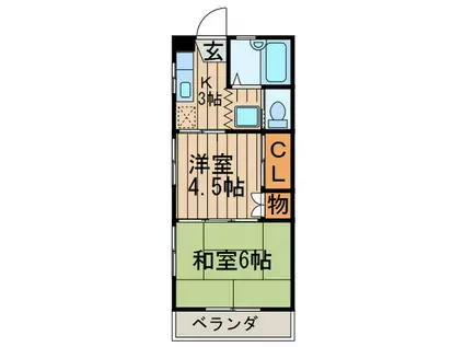 メゾンフジI(2K/1階)の間取り写真