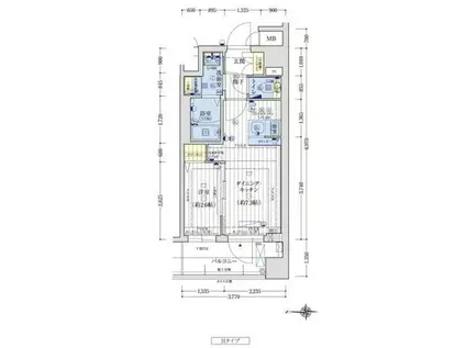アクアプレイス京都千本丸太町(1DK/3階)の間取り写真