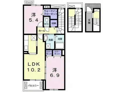 エレガンテII(2LDK/3階)の間取り写真