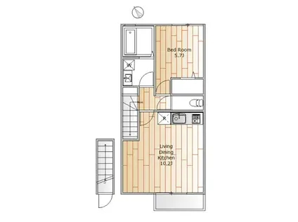 BERGAMOTTO(1LDK/2階)の間取り写真