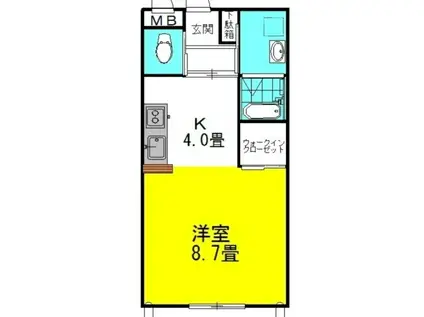 シティコートII(ワンルーム/2階)の間取り写真